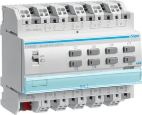Hager KNX Rollladen-/Jalousieaktor 8-fach 230V, 6TE REG, Schaltaktor (TYA628C)