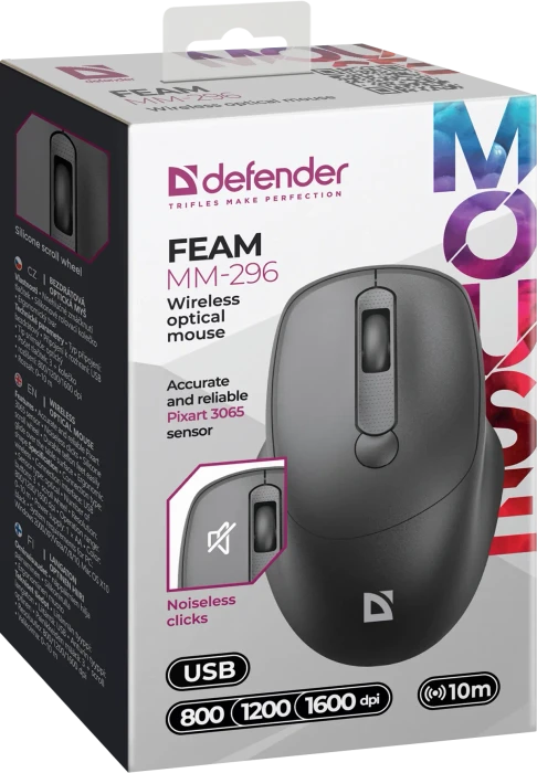 Defender Feam MM-296 Wireless Optical Mouse schwarz, USB