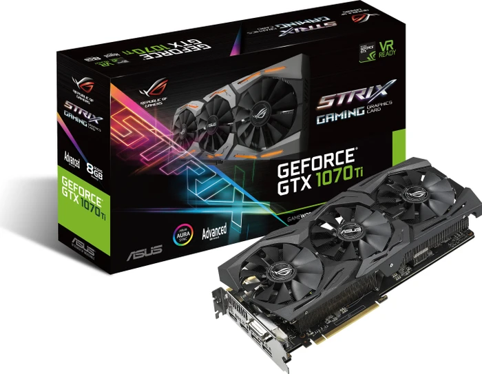 ASUS ROG Strix GeForce GTX 1070 Ti Advanced, ROG-STRIX-GTX1070TI-A8G-GAMING, 8GB GDDR5, DVI, 2x HDMI, 2x DP