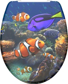 Schütte Duroplast WC-Sitz mit Absenkautomatik und Schnellverschluss sea life