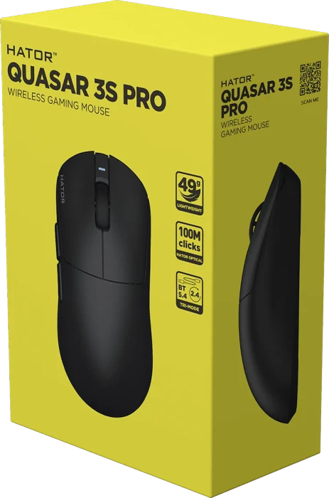 Hator Quasar 3S Pro Wireless Gaming Mouse schwarz, USB/Bluetooth