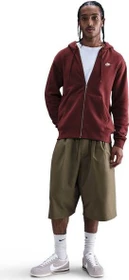 Nike Club Fleece FZ Hoodie dark team red/white (Herren)