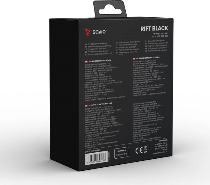 Savio Rift Black Gaming Mouse schwarz, USB