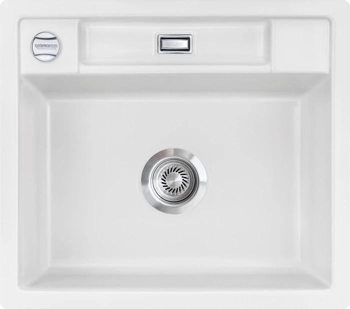 systemceram Bela 57 F Einbau Becken mittig mit Ablauffernbedienung satin