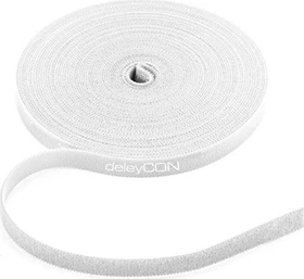 deleyCON Klett-Kabelbinder, 10mm, 10m, weiß