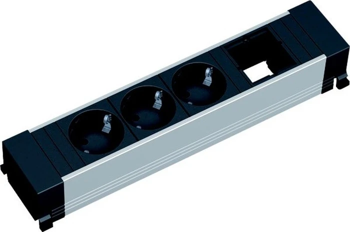 Bachmann Slide/Conference/Top Frame, 3-fach, 1x Custom, 3x Schuko, Steckdoseneinheit