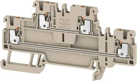 Weidmüller A2T 1.5 Durchgangs-Reihenklemme, Doppelstock-Reihenklemme, PUSH IN, 1.5 mm², 500 V, 16 A, dunkelbeige