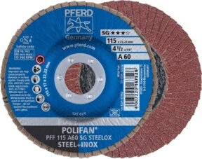Pferd PFF 115 A 60 SG STEELOX POLIFAN Fächerschleifscheibe K60, 115x22.23mm, 10 Stück