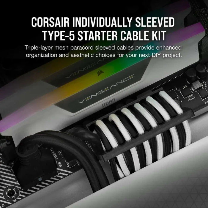 Corsair PSU Cable Kit Type 5 - Starter Kit, weiß/schwarz
