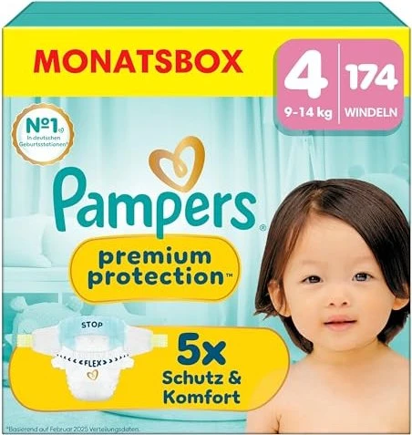 Pampers Premium Protection Gr.4 Einwegwindel, 9-14kg, 174 Stück