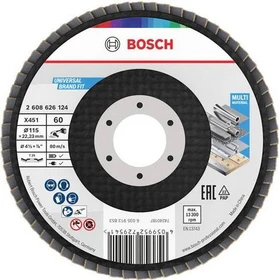 Bosch Professional X451 Fächerschleifscheibe T29 K60, 115x22.23mm, 1 Stück