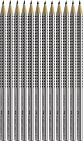Faber-Castell Grip 2001 Bleistift B graphit, silber, 12er-Pack