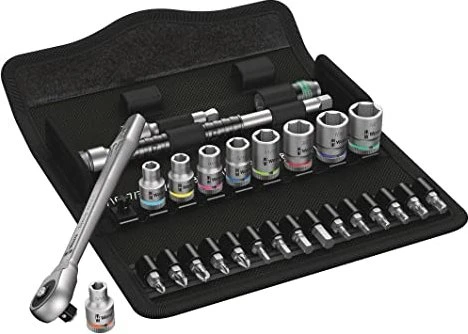 Wera 8001 SA 10 Zyklop Metal Push Bitset/Steckschlüsselsatz inkl. Tasche, 28-tlg.
