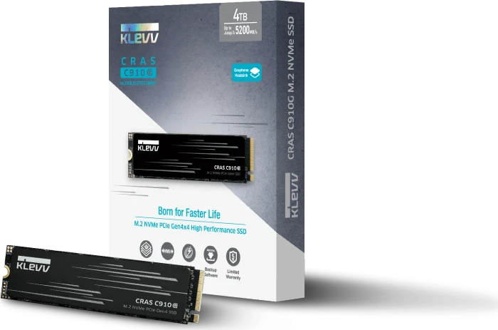 Klevv Cras C910G 4TB, Graphene, M.2 2280 / M-Key / PCIe 4.0 x4, Heatspreader