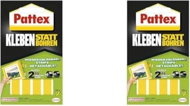Pattex Kleben statt Bohren, doppelseitig, universal weiß, Klebestreifen, 20mm/40mm, 10 Stück