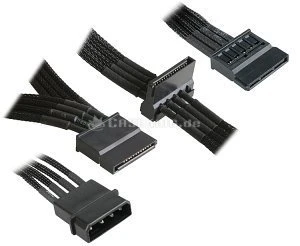 NZXT SATA-Stromadapter 4-Pin [IDE] auf 3x 15-Pin [SATA] 20cm, sleeved schwarz