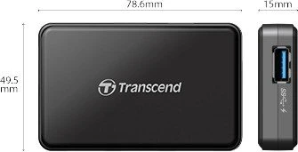 Transcend HUB3 USB-Hub, 4x USB-A 3.0, USB 3.0 Micro-B [Buchse]
