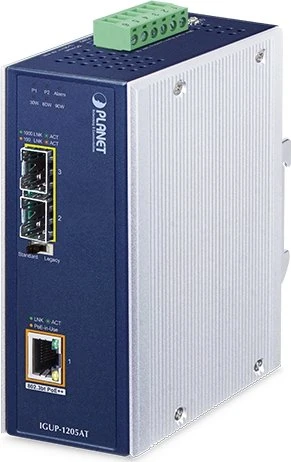 Planet IGUP-1205AT Industrial Gigabit Medienkonverter, 1x RJ-45, 2x SFP, 95W PoE++