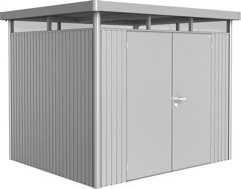 Biohort HighLine H3 Gerätehaus mit Doppeltür silber-metallic