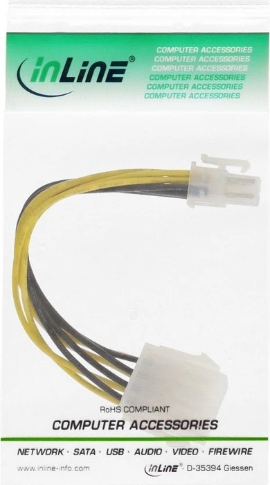 InLine 8-Pin ATX12V/EPS Buchse auf 4-Pin ATX/P4 Stecker, Adapterkabel, 15cm