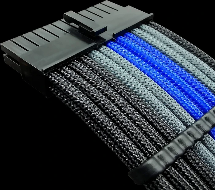 EZDIY-FAB Cable Extension Kit, 1x 24-Pin, 1x 4/8-Pin ATX, 2x 6-Pin PCIe, 16AWG, 2x 8-Pin PCIe, 16 AWG Nylon, blau/grau/schwarz