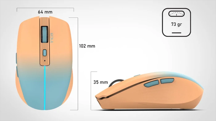 Inca IWM-511RT Wireless Mouse orange/blau, USB/Bluetooth