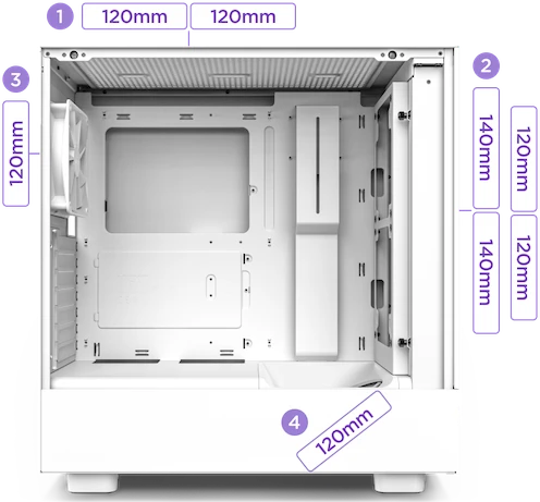 NZXT H5 Flow, weiß, Glasfenster