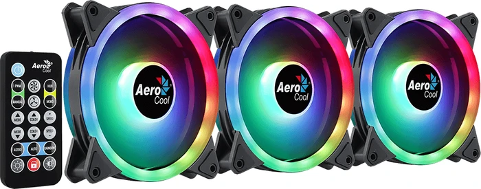 AeroCool Duo 12 Pro, LED-Steuerung, Fernbedienung, 120mm, 3er-Pack