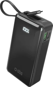 SBS Mobile Power Bank 10000mAh USB-C-Kabel schwarz