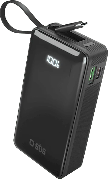 SBS Mobile Power Bank 10000mAh USB-C-Kabel schwarz
