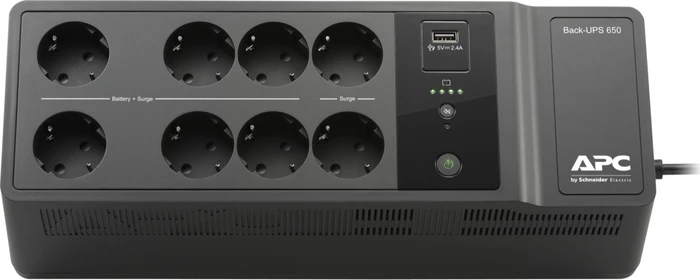APC Back-UPS, 650VA, Steckdosenleiste, 8x Schuko, USB