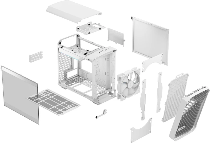 Fractal Design Torrent Nano White RGB TG Clear Tint, Glasfenster, Mini-ITX