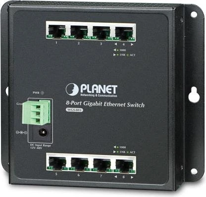 Planet WGS-800 Industrial Wallmount Gigabit Switch, 8x RJ-45
