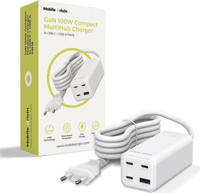 Mobile Origin MultiHub Charger GaN PW18 100W weiß