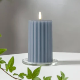 Star Trading Flamme Stripe Stumpenkerze 15cm blau LED 1x warmweiß, 1 Stück