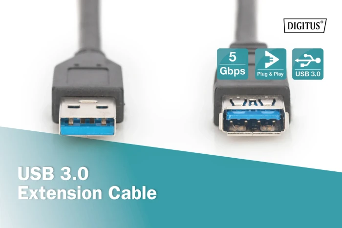 Digitus USB 3.0 Verlängerungskabel, USB-A [Stecker] auf USB-A [Buchse], 3m schwarz