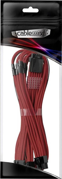 CableMod C-Series Pro ModMesh 12VHPWR for Corsair, 3x 8-Pin PCIe Stecker auf 16-Pin PCIe 5.0 12VHPWR Stecker, Adapterkabel, dunkelrot, 60cm