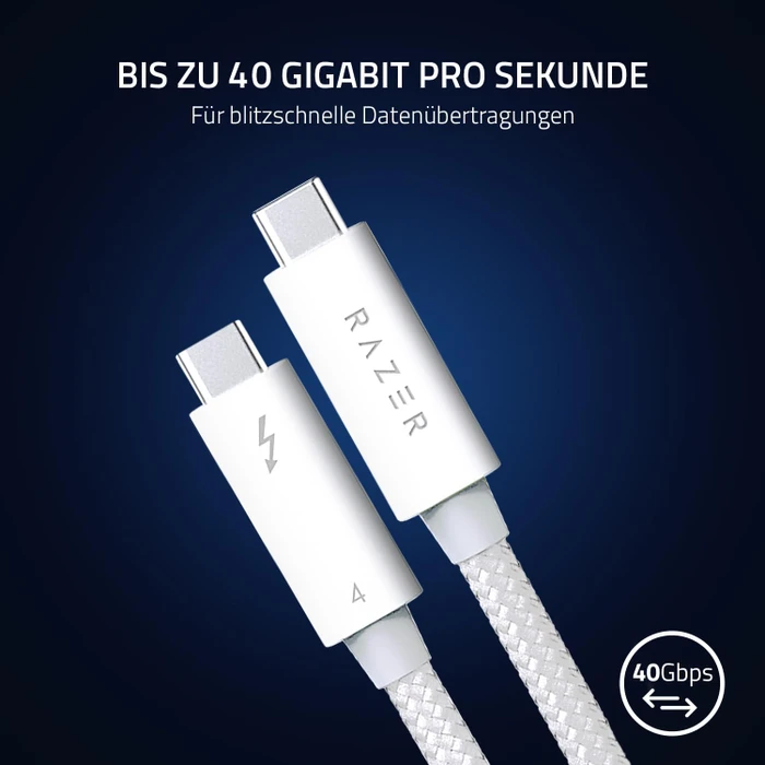 Razer Thunderbolt 4 Kabel, 100W, weiß, sleeved, 2m (verschiedene Markenbezeichnungen)
