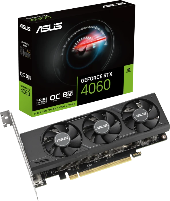 ASUS GeForce RTX 4060 LP BRK OC, RTX4060-O8G-LP-BRK, 8GB GDDR6, 2x HDMI, 2x DP