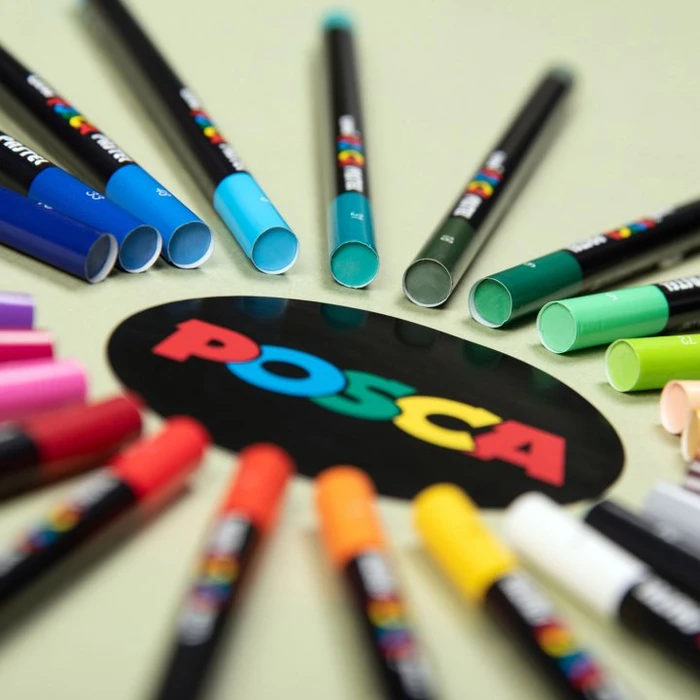 Uni-Ball POSCA Pastel KPA-100 Pastell Wachsmalstift sortiert, Metalletui, 24er-Set