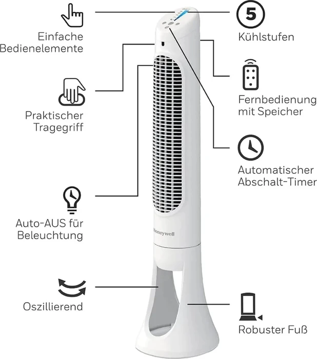 Honeywell HYF260E4 QuietSet Turmventilator weiß