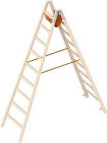 Layher Topic 1038 Holz 2-tlg. Stehleiter, 2x 9 Stufen