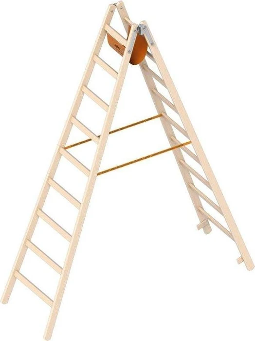 Layher Topic 1038 Holz 2-tlg. Stehleiter, 2x 9 Stufen