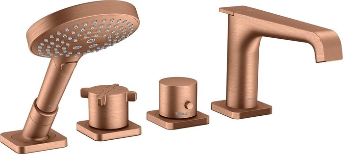 Hansgrohe Axor Citterio E 4-Loch Wannenrandarmatur mit Thermostat brushed red gold