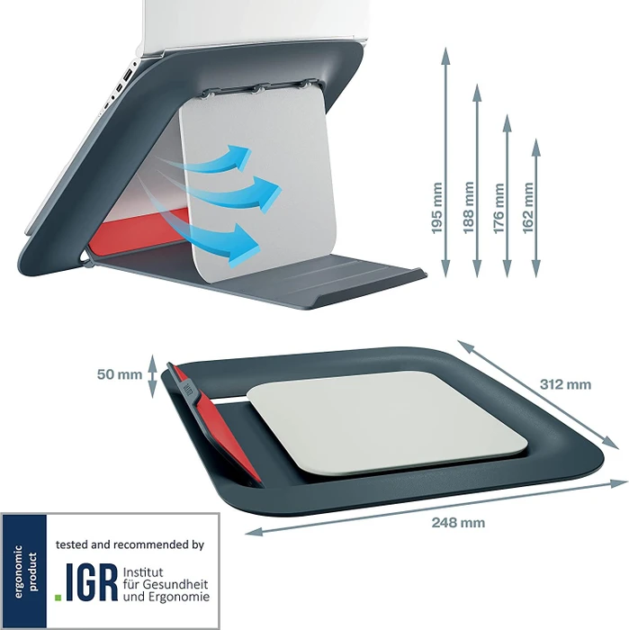 Leitz Ergo Cosy, Notebook-Stand bis 17", grau