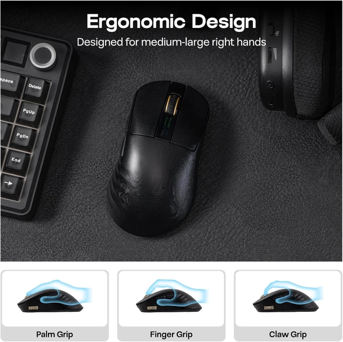 Epomaker Carbonis 8KHz Wireless Gaming Mouse, Black Gold, USB/Bluetooth