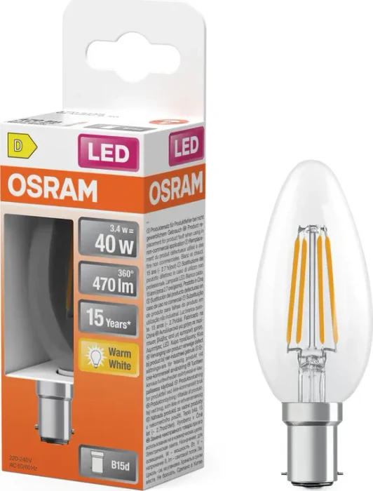 Osram Ledvance LED Retrofit Star Classic B 40 Filament 3.4W/827 B15d klar