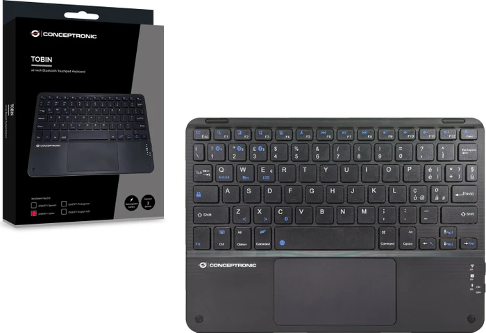 Conceptronic TOBIN01BIT 10-Zoll-Bluetooth-Tastatur mit Touchpad, Bluetooth, IT