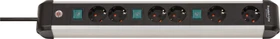 Brennenstuhl Premium-Alu-Line, 6-fach, 3x 2-fach schaltbar, 3m, silber/schwarz