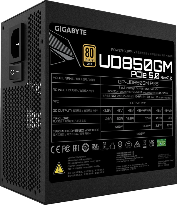 GIGABYTE UD850GM PG5 850W, ATX 3.0, Rev. 2.0